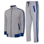 Men's Grey and Blue Tracksuit with Side Stripes