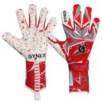 Red and White Giga Grip Goalkeeper Gloves by SYNER SPORTS